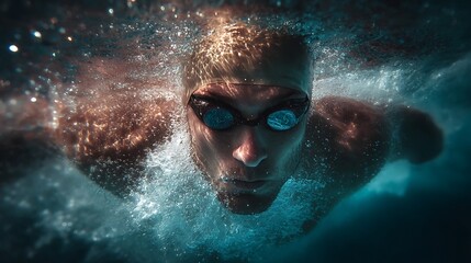 Swimmer in motion underwater