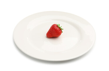 Plate with fresh strawberry isolated on white