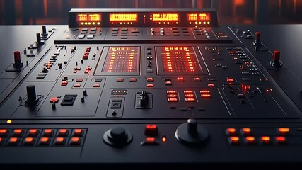 Futuristic Control Panel Interface Animation with Glowing Lights and Intricate Design - Powered by Adobe