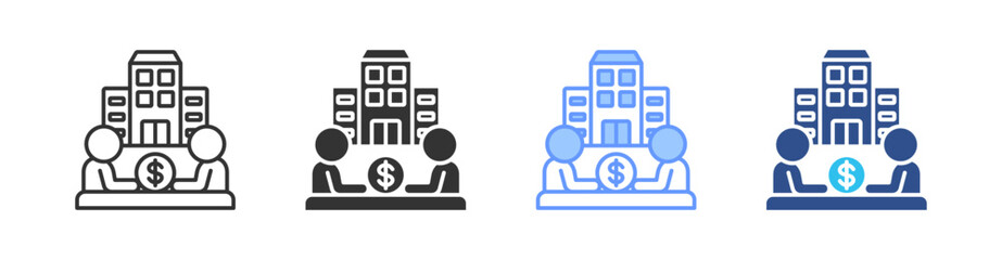 Broker Multi Style Icon Set Vector 