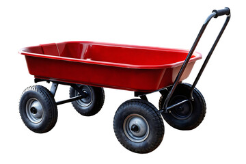 Red garden cart isolated on a white background png ai generated