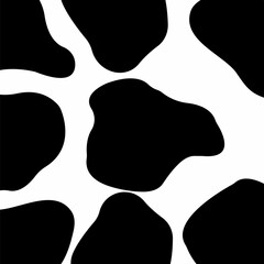 A vector silhouette illustration of a black cow print	