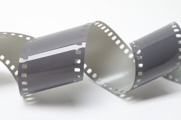 Strip of photographic film on white background