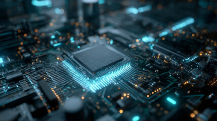 Fototapeta premium computer, technology, chip, circuit, board, electronics, electronic, macro, motherboard, hardware, green, cpu, processor, microchip, component, circuit board, pcb, digital, card, part, data, ic, elect