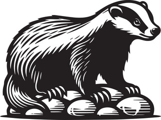 Honey Badger Vector in black and white 