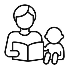 Parent Reading to Child Icon for Educational Resources, Literacy Programs, Bedtime Routine Blogs, Family Bonding Materials and Early Childhood Development Websites
