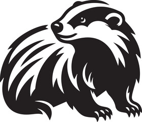 Honey Badger Vector in black and white 