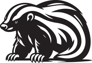 Honey Badger Vector in black and white 