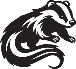 Honey Badger Vector in black and white 