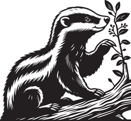 Honey Badger Vector in black and white 