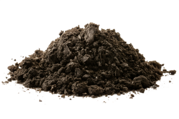 Rich dark soil pile isolated on a white background png ai generated