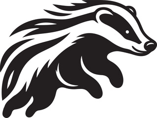 Honey Badger Vector in black and white 