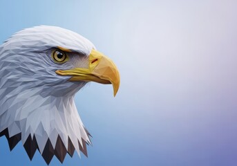 Obraz premium 3D Bald Eagle Head for a US Independence Day a Low-Poly Patriotic Mascot for the 4th of July with Copy Space