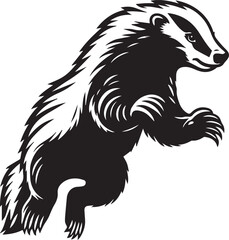Honey Badger Vector in black and white 
