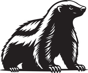 Honey Badger Vector in black and white 