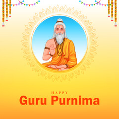 religious holiday background for Happy Guru Purnima festival celebrated in India