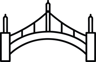 Black Outline Bridge Vector in Clean Urban Style