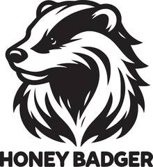 Honey Badger Vector in black and white 