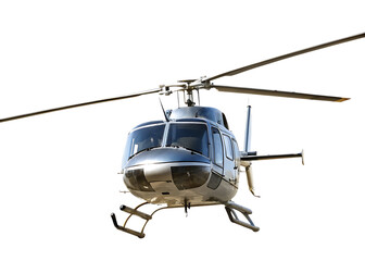 Silver helicopter isolated on a white background png ai generated