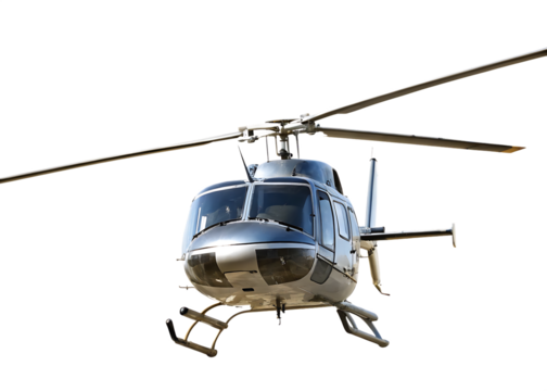 Silver helicopter isolated on a white background png ai generated