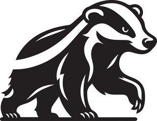 Honey Badger Vector in black and white 