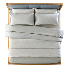 Top view made bed isolated on a white background png ai generated
