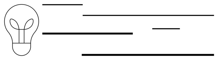 Light bulb with plant leaves inside and sleek horizontal lines create a visual of eco-friendly innovation, growth, and progress. Ideal for sustainability, energy, green business, technology, creative