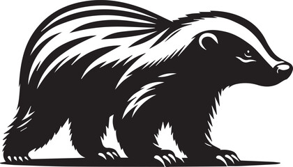 Honey Badger Vector in black and white 