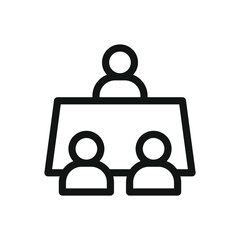 Meeting room furniture line icon, conference room vector symbol with editable stroke