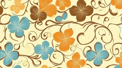 Ornate floral pattern with swirls and blossoms.
