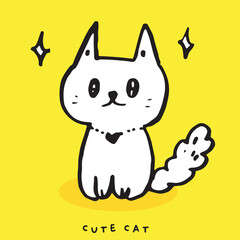 Cute cat cartoon, Hand drawing doodle cute cat