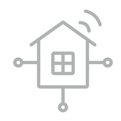 Smart Home Integration Vector Line Grey Icon Design