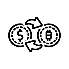 Vector black line icon for Currency exchange