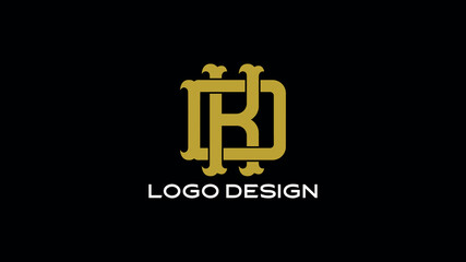 Obraz premium Classic DK monogram logo with golden bold serif letters on black background, ideal for luxury, legal firms, and high-end corporate identity