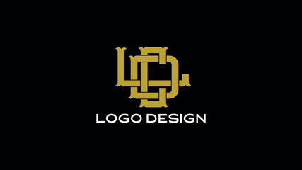 Golden CLD monogram logo with bold intertwined letters on black background, ideal for personal brand, design agency, or corporate use
