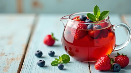 Refreshing Fruit Tea with Berries and Mint