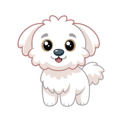 Obraz premium Happy Bichon Frise dog with fluffy fur vector illustration isolated on white background