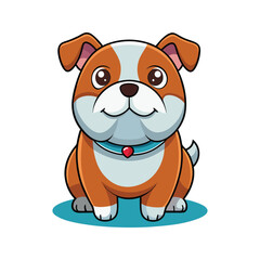 Fototapeta premium Happy Bulldog with a red collar vector illustration isolated on white background