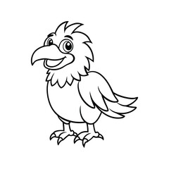 Obraz premium Happy cartoon bird with big eyes silhouette isolated on white background