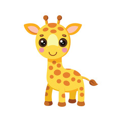 Happy cartoon giraffe with a smiling face Vector illustration isolated on white background