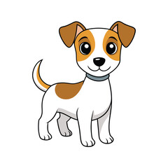 Happy cartoon jack russell terrier dog vector illustration isolated on white background