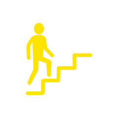 Stairs Climbing Icon – Person Walking Up Steps Silhouette・階段を上る人のアイコン／ピクトグラム風シルエット素材	
