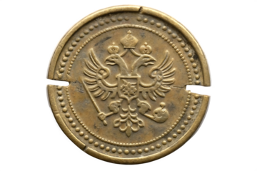 Antique russian coin double headed eagle isolated on a white background png ai generated