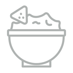 Salsa Bowl Vector Line Grey Icon Design