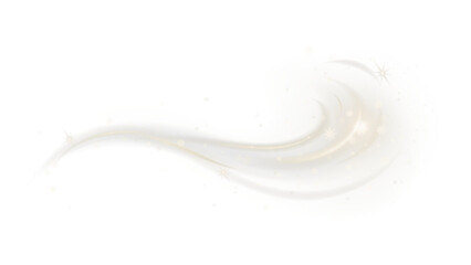 Sparkling Golden Swirl with Dust Particles, Ethereal Magic Element Isolated on Transparent Background.


