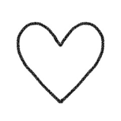 手描きのシンプルなハート　黒　イラスト　素材　アイコン　いいね　お気に入り　クレヨン風　