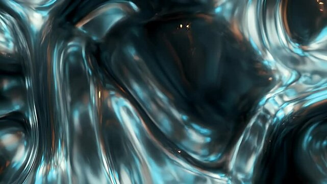 Abstract Liquid Metal Texture 4K Video Footage of Flowing, Reflective Surface