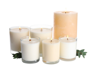 Peaceful and Serene: Pyramid Formation of Nine Colorful Candles Tied Together on Black Background with Flames