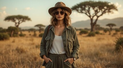 Female Safari Guide in African Savanna Adventure Portrait