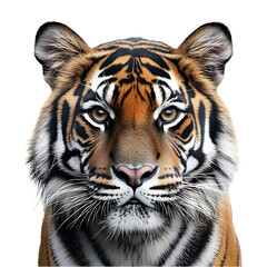 Fototapeta premium Majestic Tiger Portrait Closeup View of a Bengal Tiger On Transparent Background